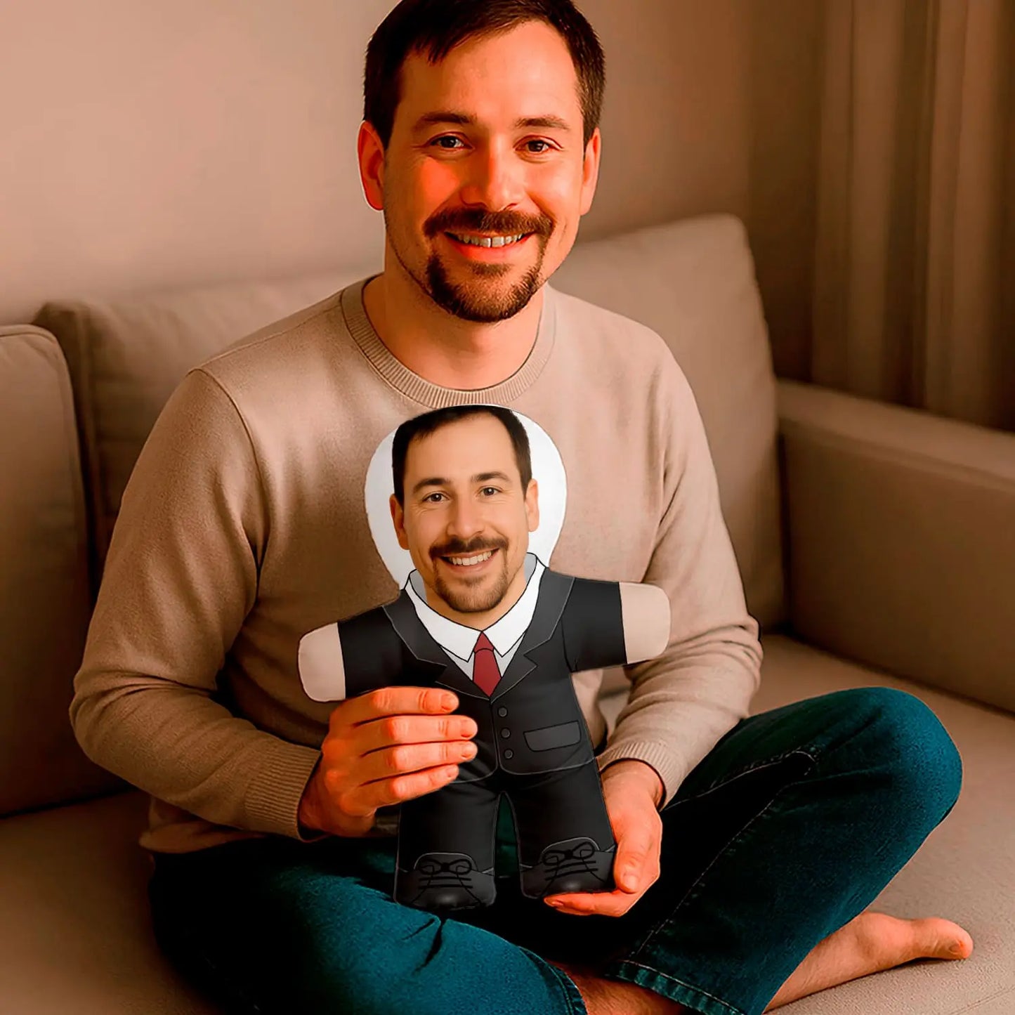 Almofada boneco personalizada MiniTu Noivo com fotografia.