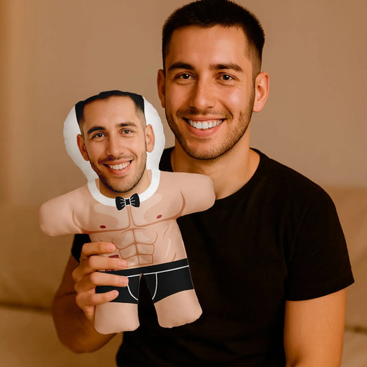 Almofada boneco personalizada MiniTu Sexy Man com fotografia.