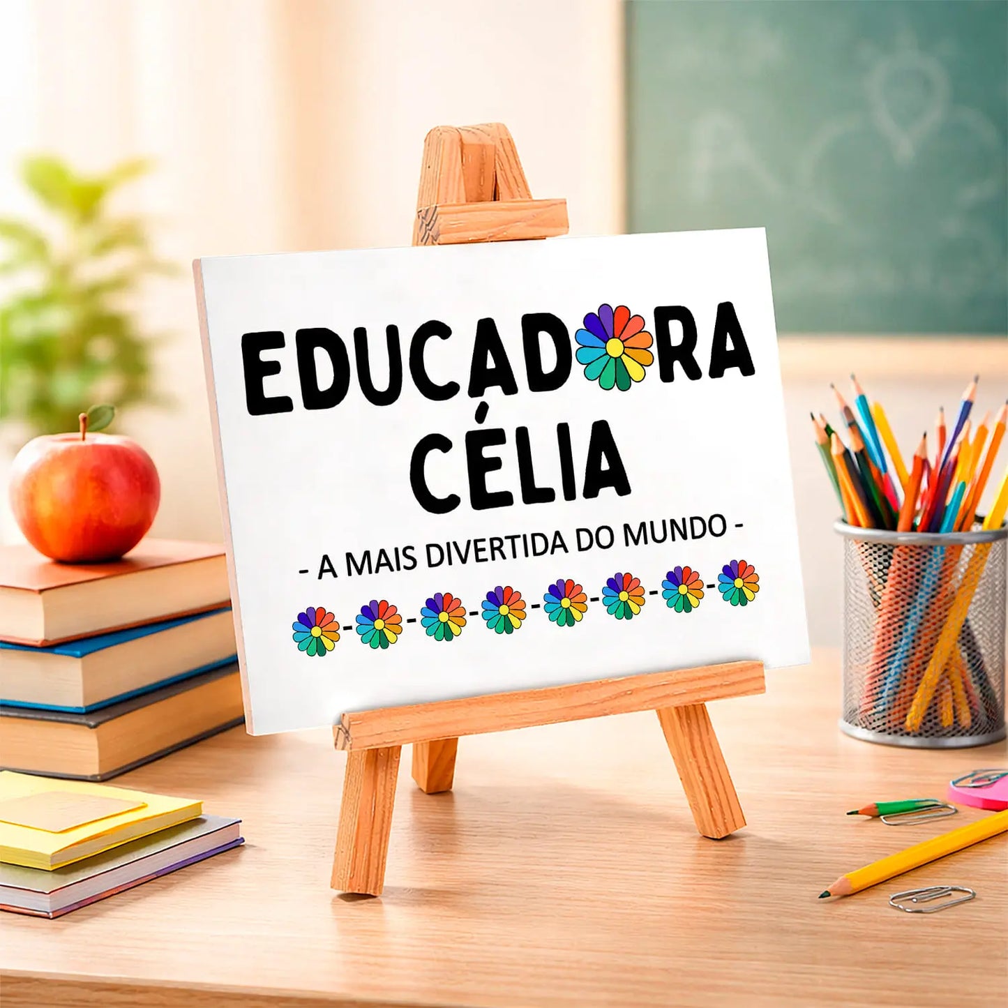 azulejo educadora personalizado com nome e frase