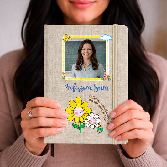 bloco de notas professora personalizado com fotografia e nome