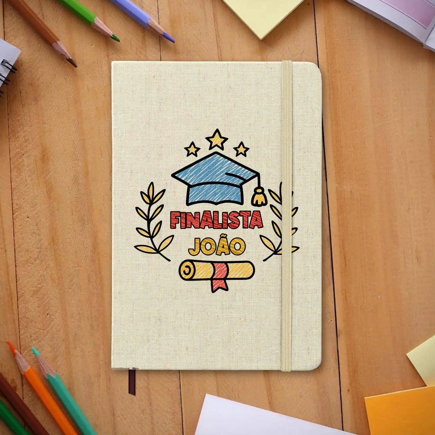 bloco de notas finalista personalizado com nome