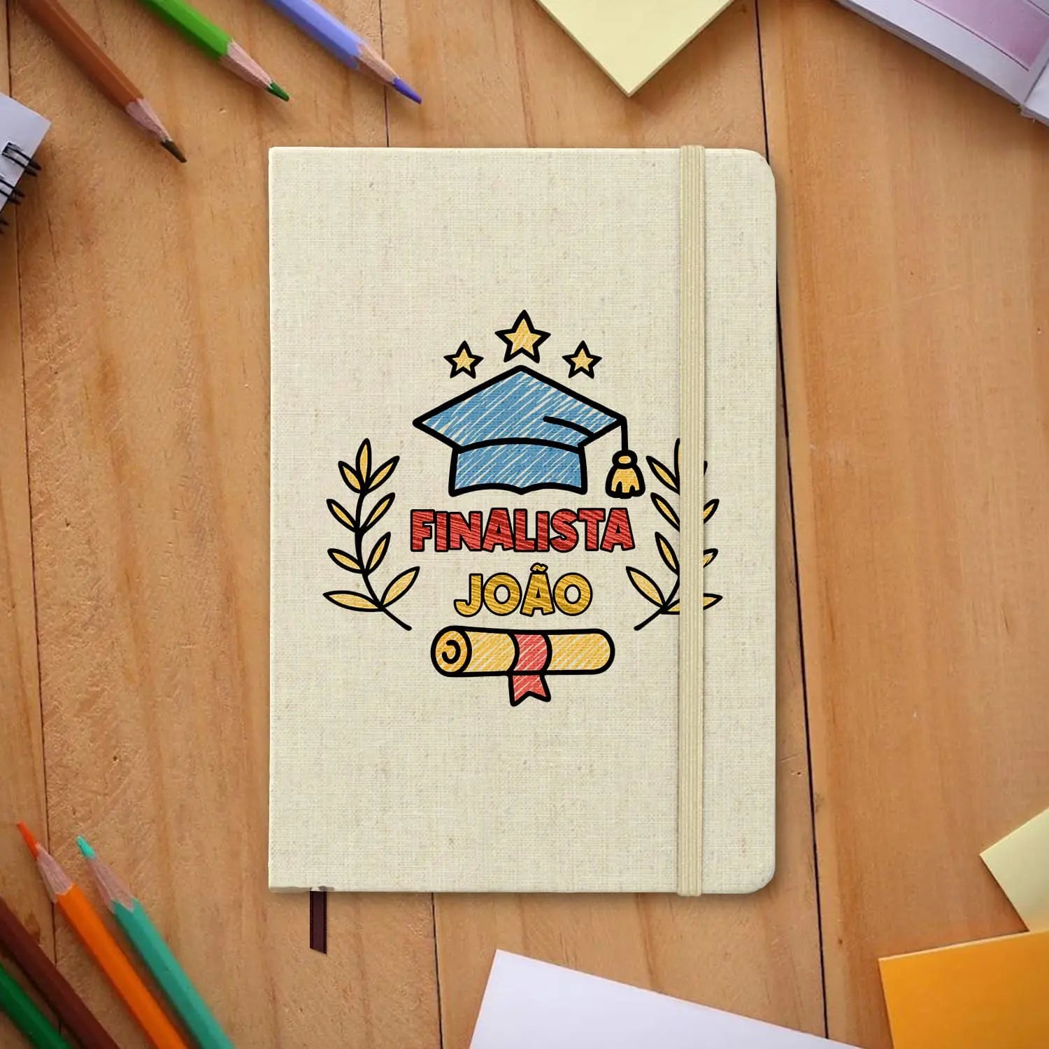 bloco de notas finalista personalizado com nome