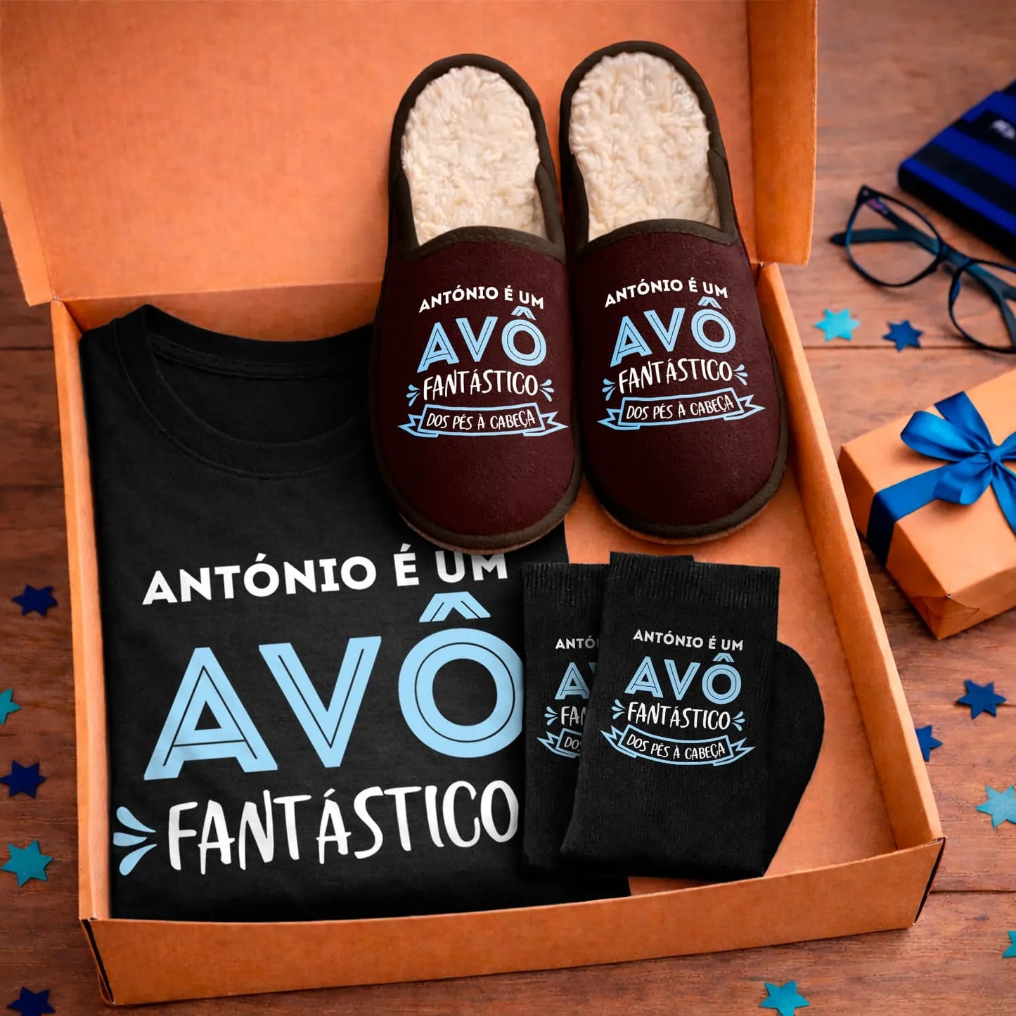 Box T-shirt + Chinelos + Meias "Fantástico"