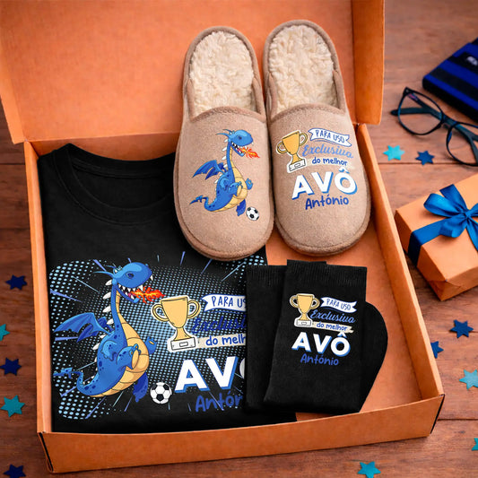 Box T-shirt + Chinelos + Meias "Futebol"