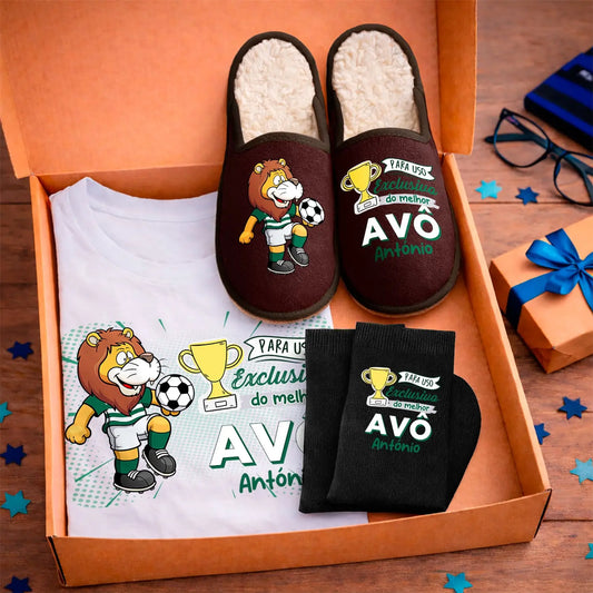 Box T-shirt + Chinelos + Meias "Futebol"