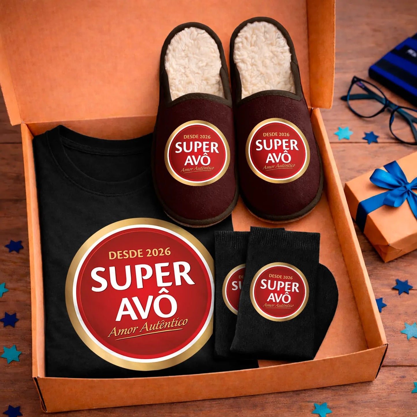Box T-shirt + Chinelos + Meias "Super"
