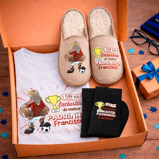 Box T-shirt + Chinelos + Meias "Futebol"