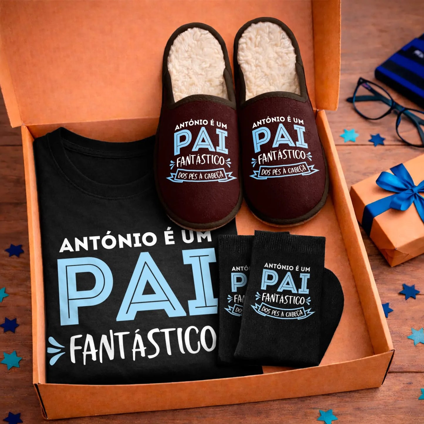 Box T-shirt + Chinelos + Meias "Fantástico"
