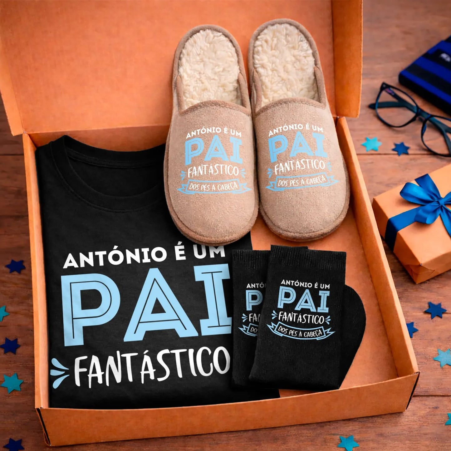 Box T-shirt + Chinelos + Meias "Fantástico"