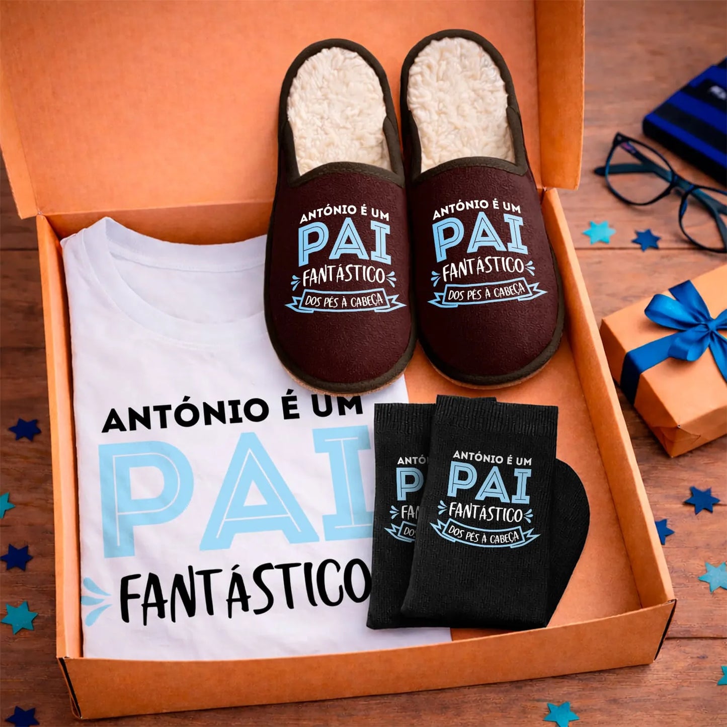Box T-shirt + Chinelos + Meias "Fantástico"