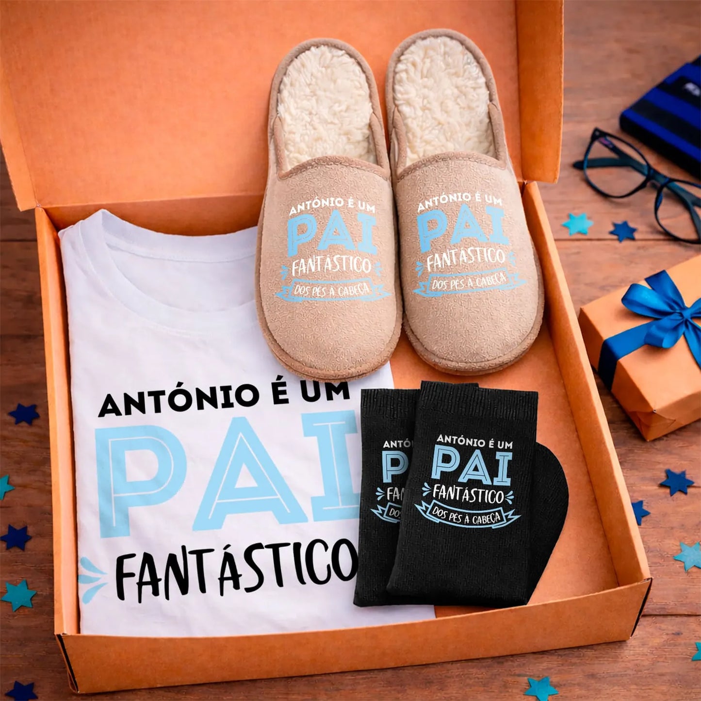Box T-shirt + Chinelos + Meias "Fantástico"