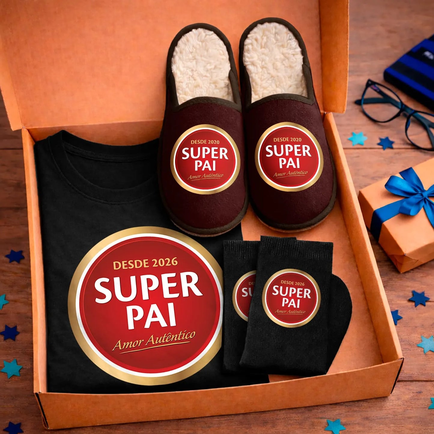 Box T-shirt + Chinelos + Meias "Super"