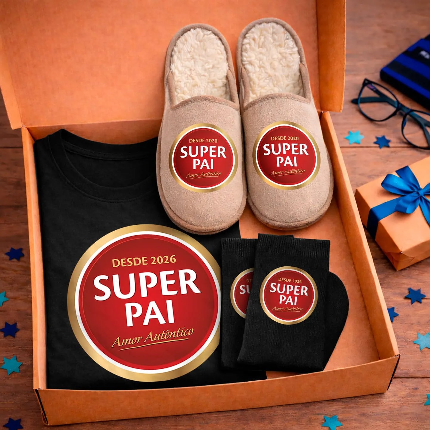 Box T-shirt + Chinelos + Meias "Super"