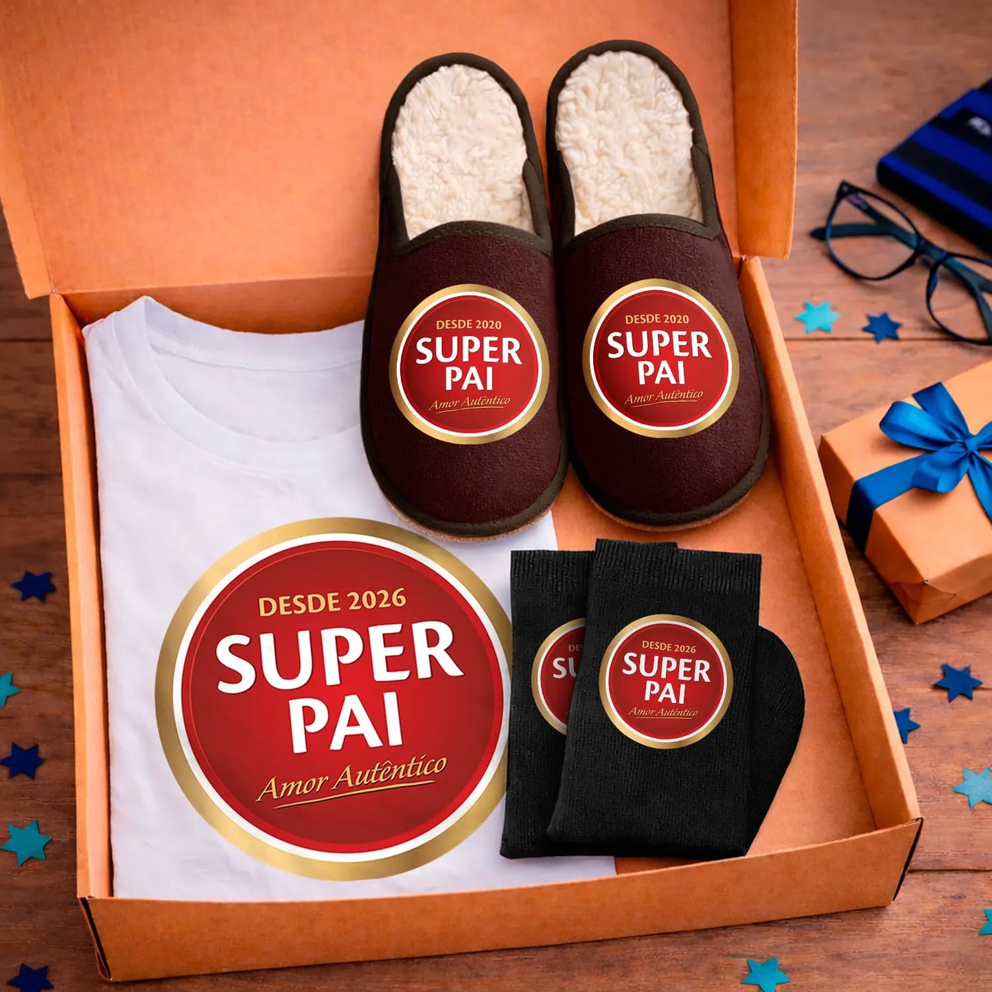 Box T-shirt + Chinelos + Meias "Super"