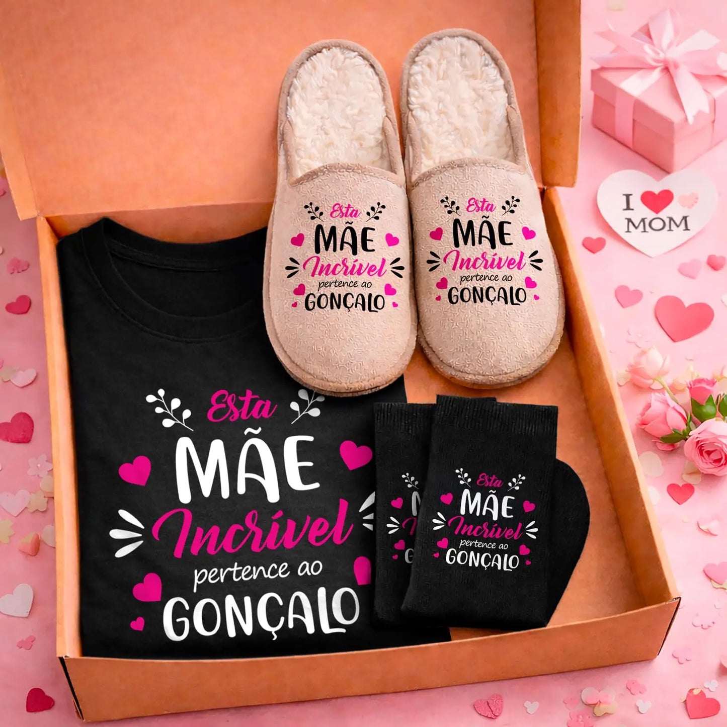 Box T-shirt + Chinelos + Meias "Incrível"