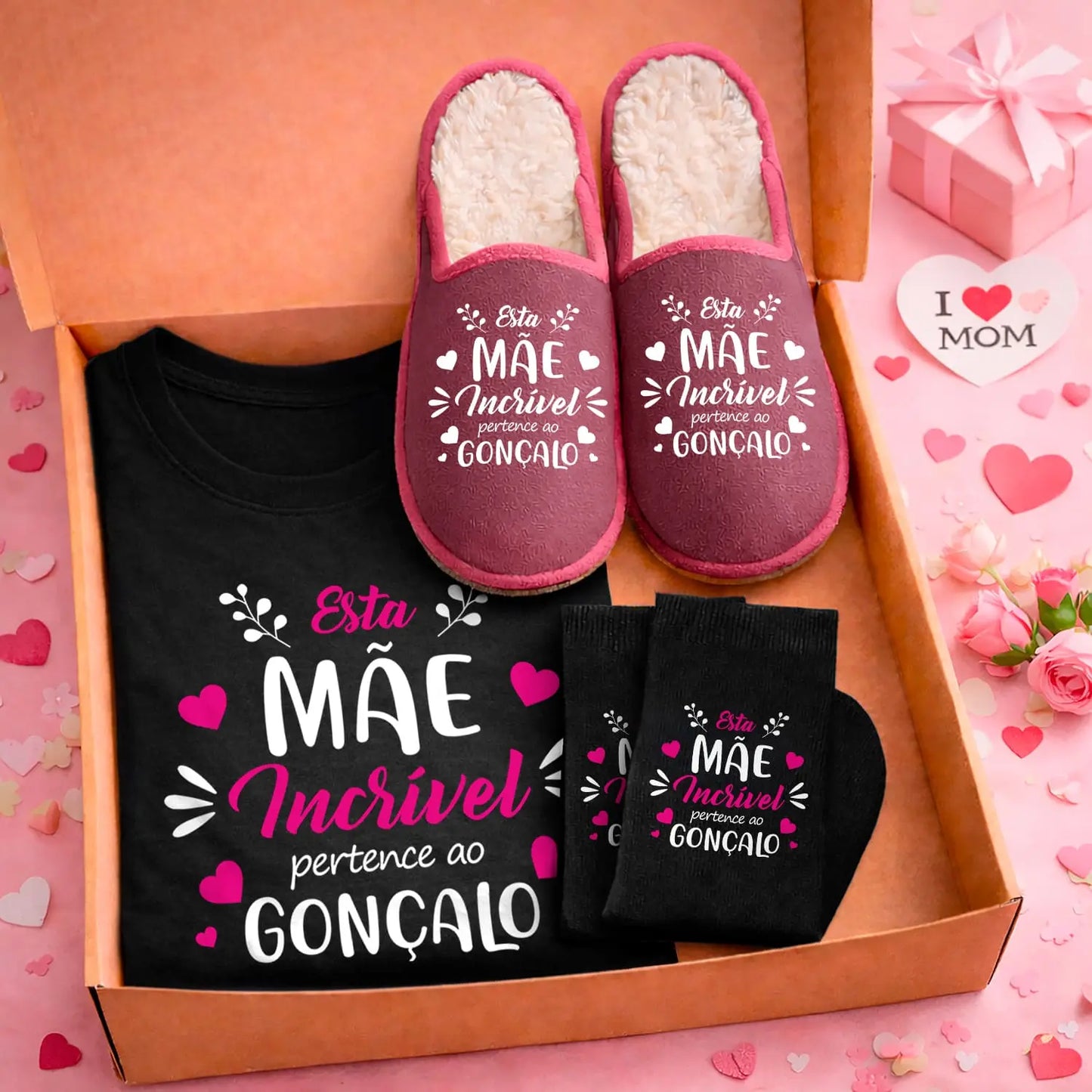 Box T-shirt + Chinelos + Meias "Incrível"