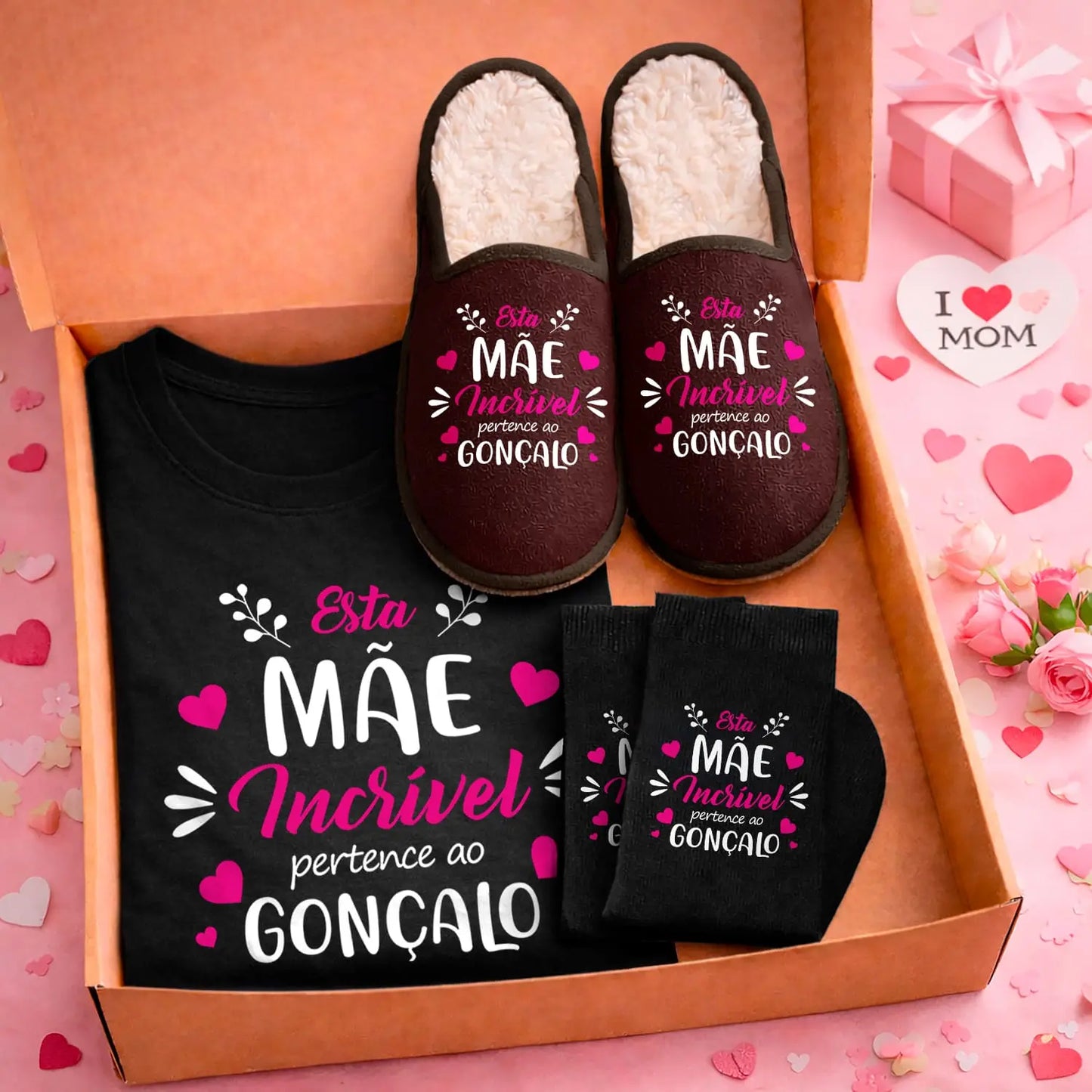 Box T-shirt + Chinelos + Meias "Incrível"