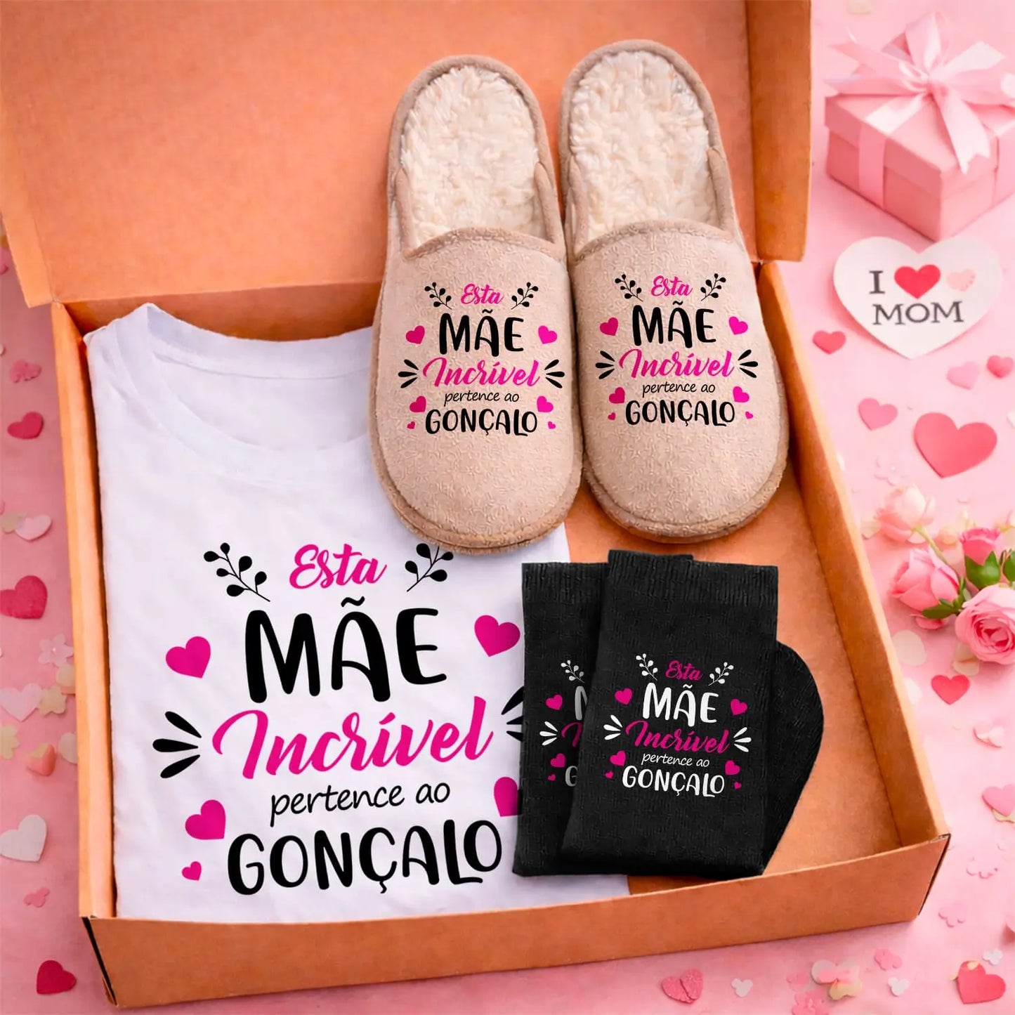 Box T-shirt + Chinelos + Meias "Incrível"