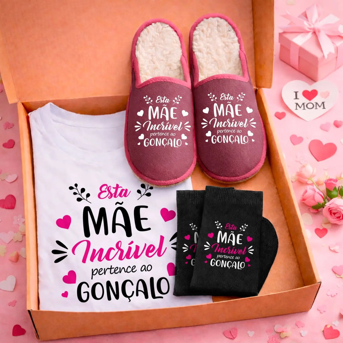 Box T-shirt + Chinelos + Meias "Incrível"