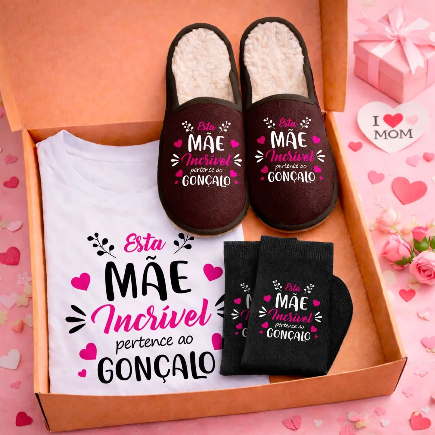 Box T-shirt + Chinelos + Meias "Incrível"