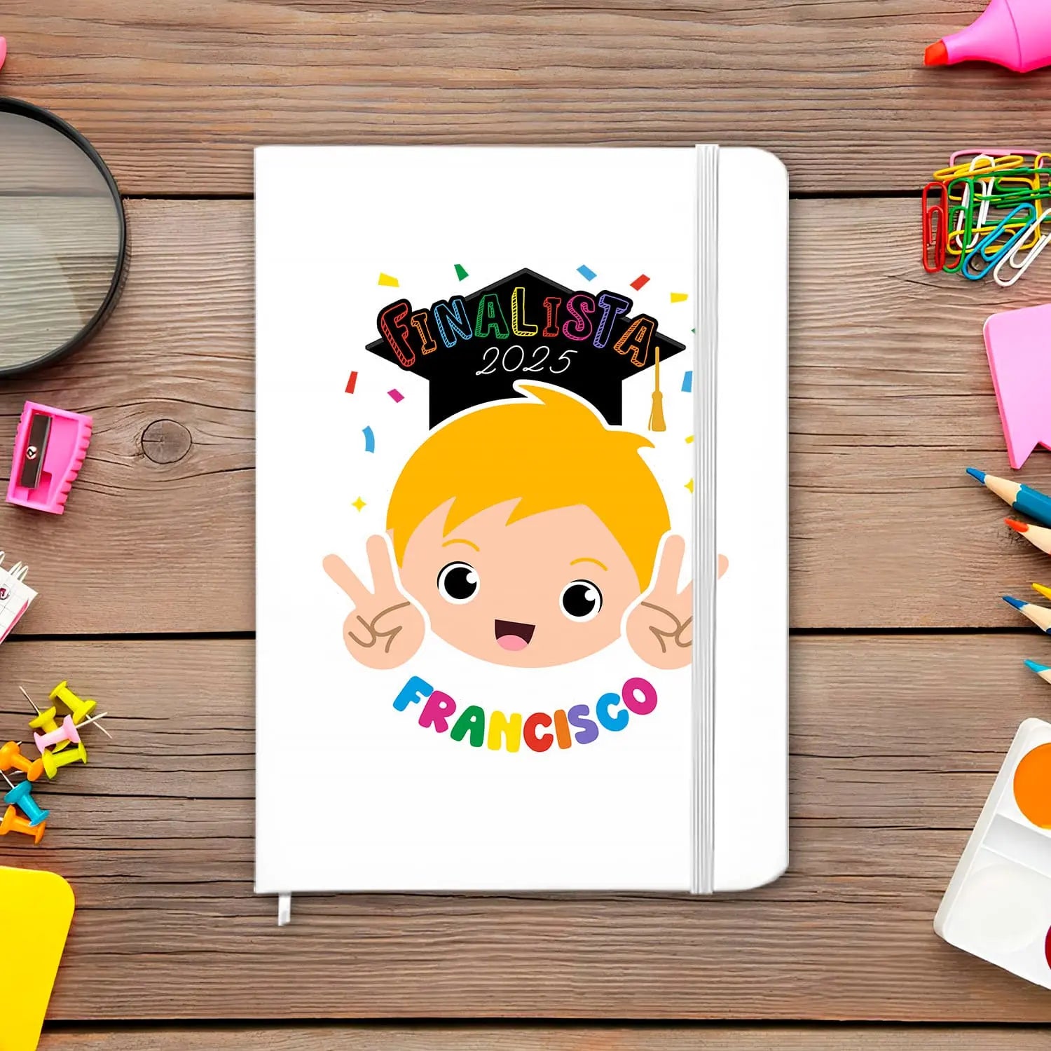 caderno finalista personalizado com nome e ano