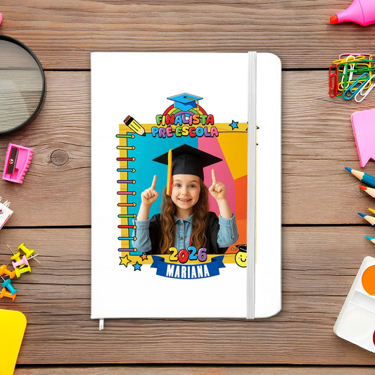 caderno finalista personalizado com fotografia, nome e ano