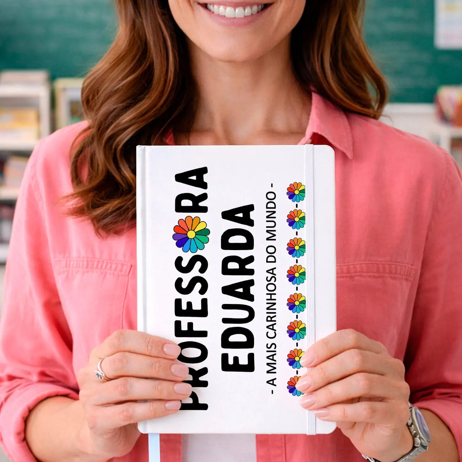 caderno professora personalizado com nome e frase