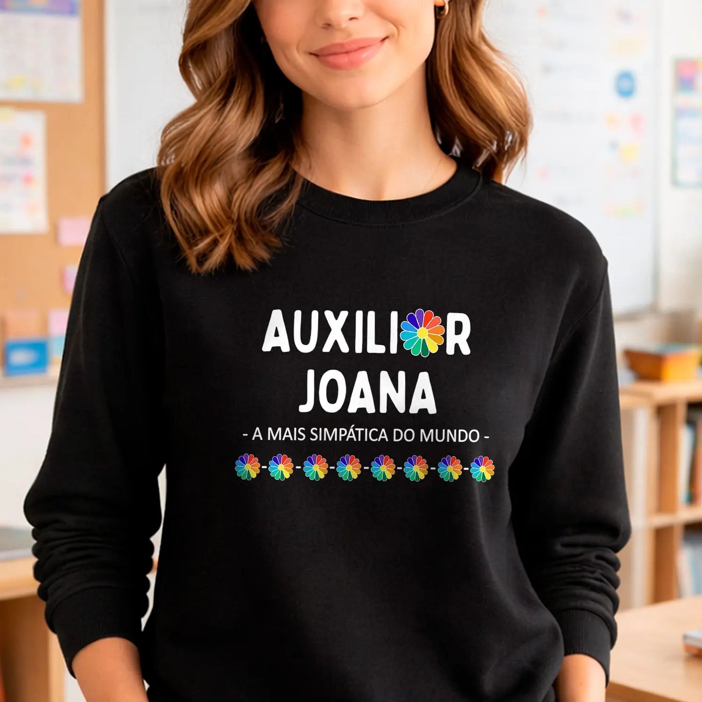 camisola auxiliar personalizada com nome e frase