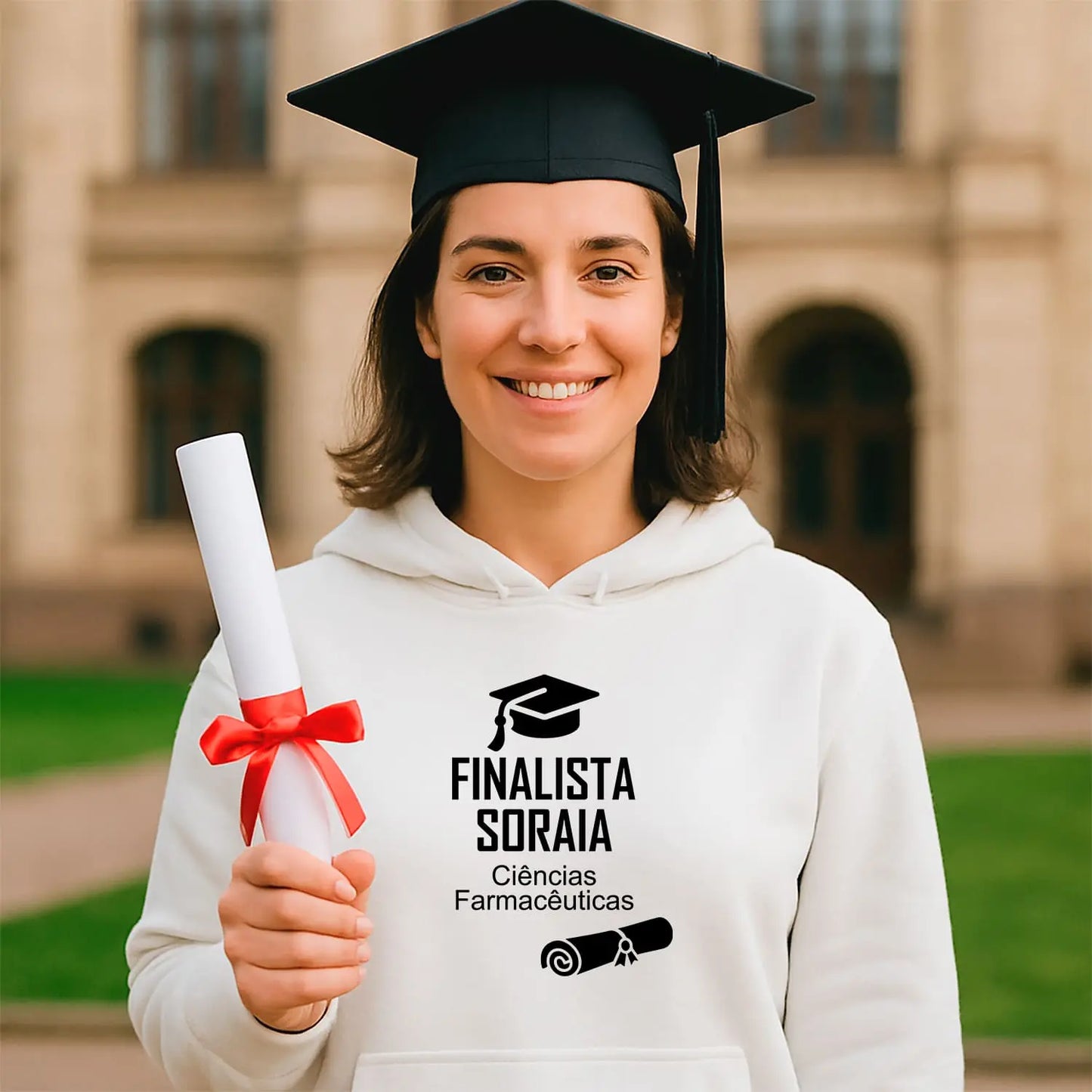 Sweatshirt personalizada para finalista com nome e curso ou ano escolar — 9.º e 12.º anos ou universidade. 
