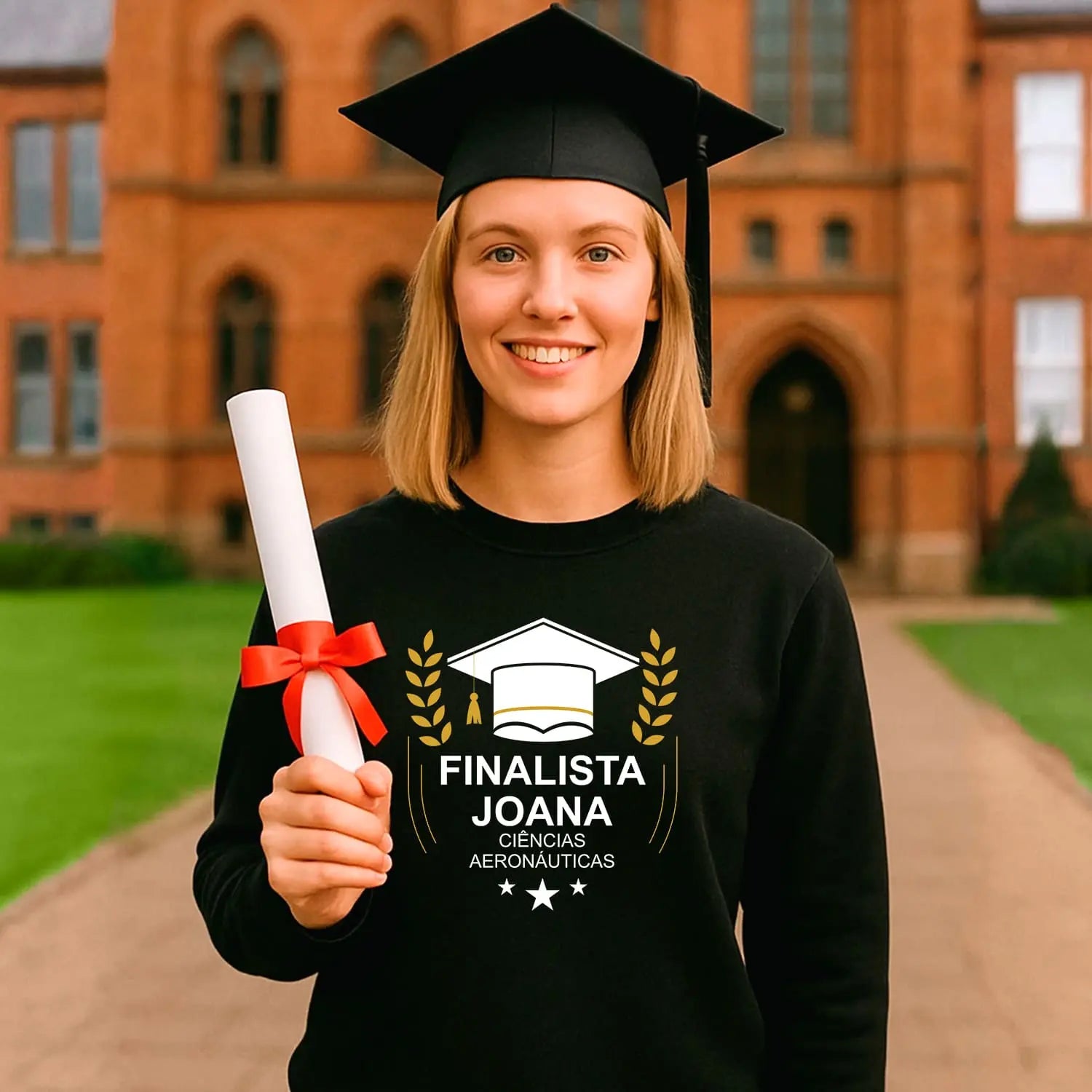 camisola personalizada para finalista com nome e curso ou ano escolar 