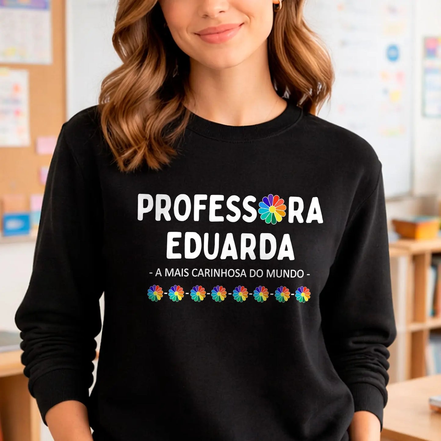 camisola professora personalizada com nome e frase