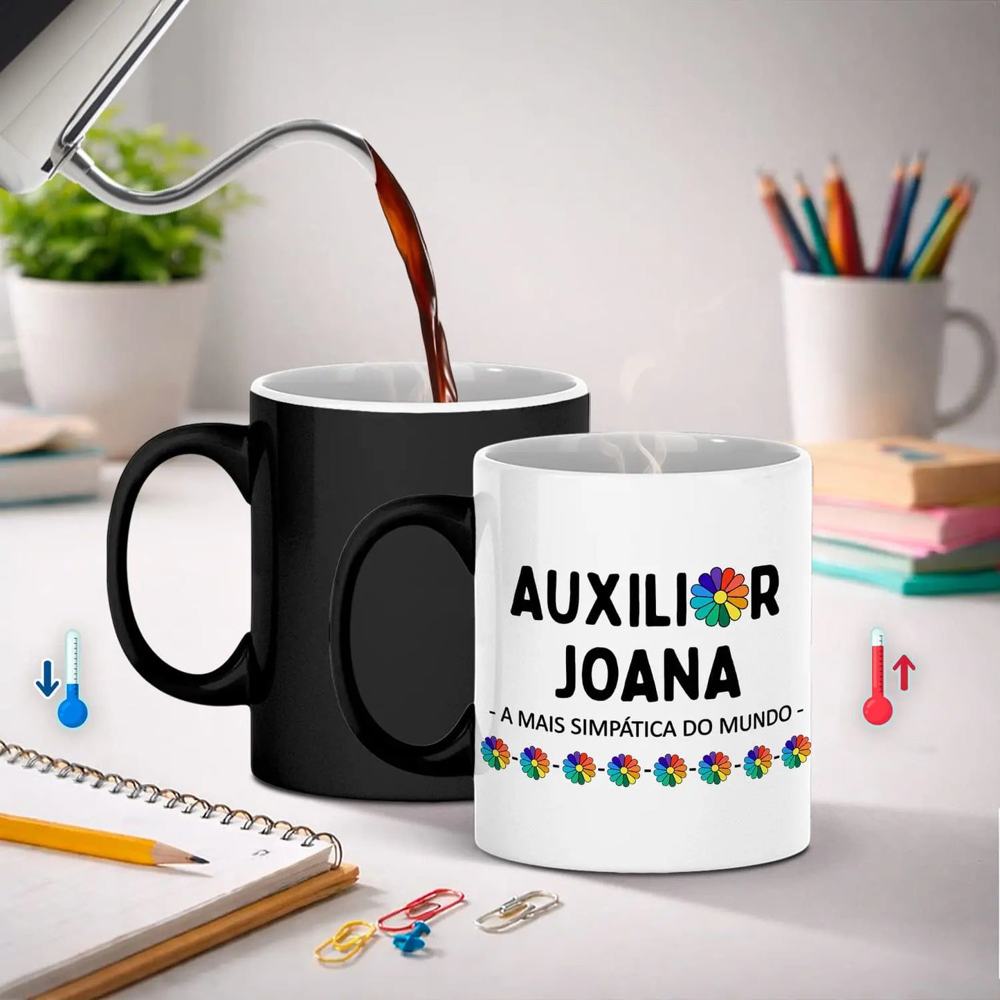 caneca mágica auxiliar personalizada com nome e frase