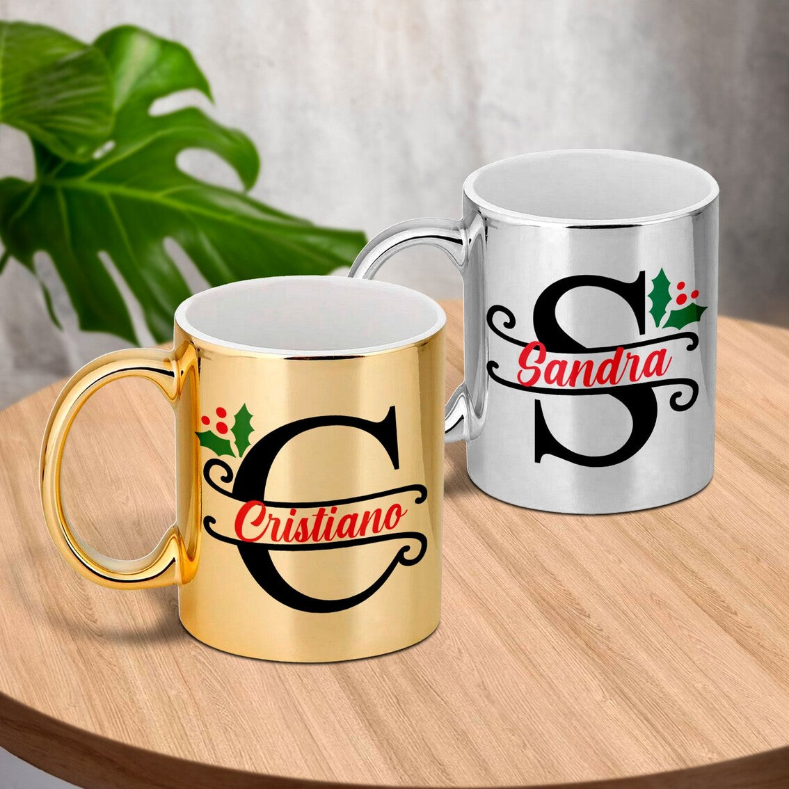 Caneca cromada "Azevinho Natalício"