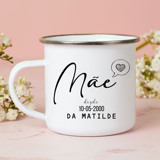 Caneca de Esmalte "Heart Chat"