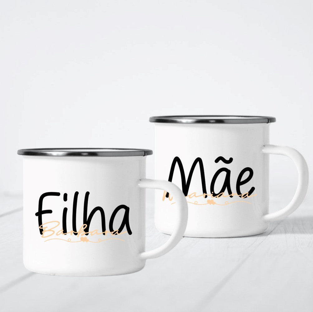 Caneca de Esmalte "Mãe-Filha_Mãe-Filho"