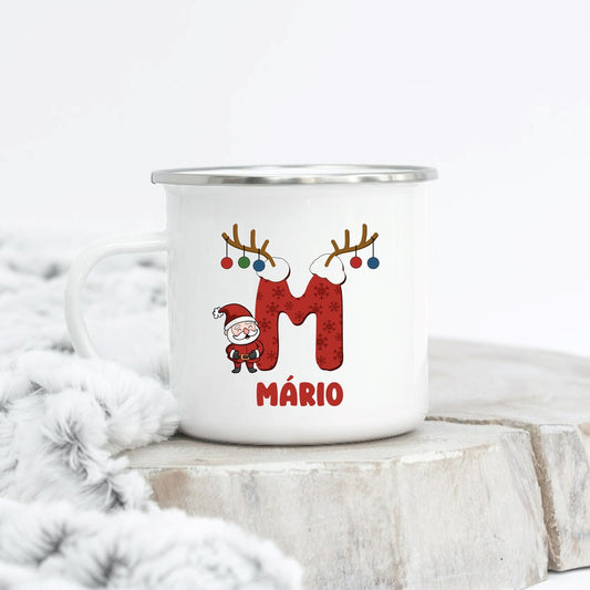 Caneca de Esmalte "Pai Natal na Neve"