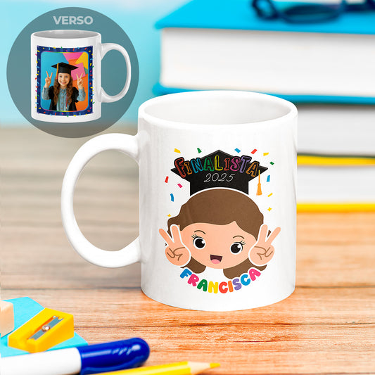 caneca finalista personalizada com nome, ano e fotografia