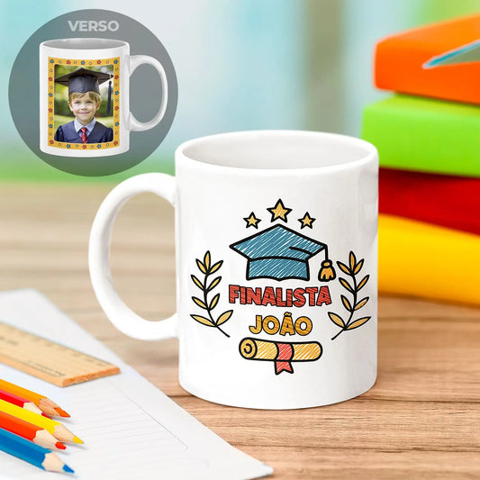 caneca finalista personalizada com nome e fotografia