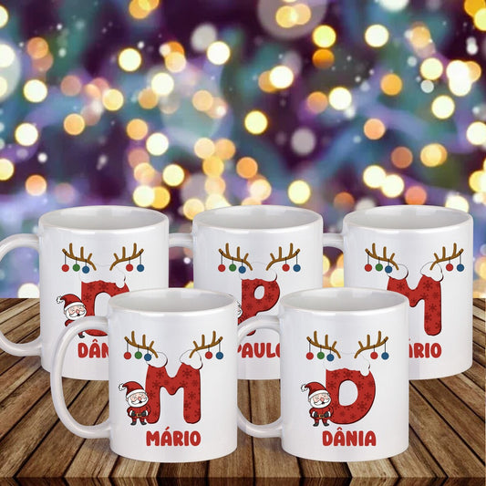 Conjunto 5 Canecas "Pai Natal na Neve"