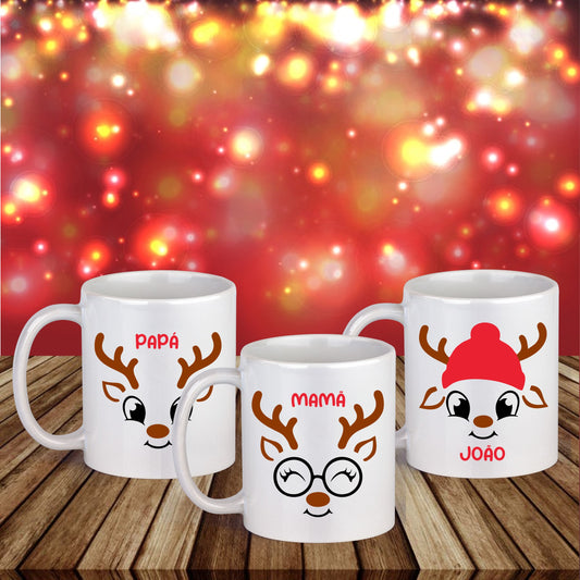 Conjunto 3 canecas "Cute Reindeer"