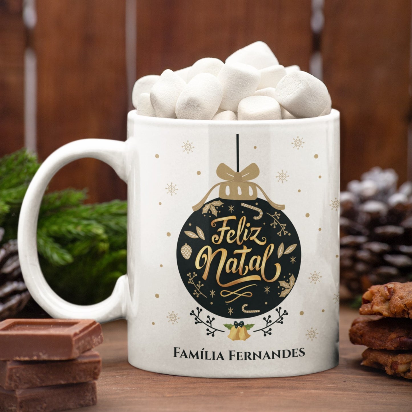 Caneca "Feliz Natal Dourado"