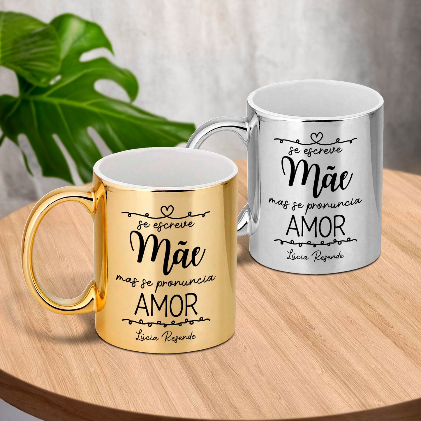 Caneca cromada "Se pronuncia amor"