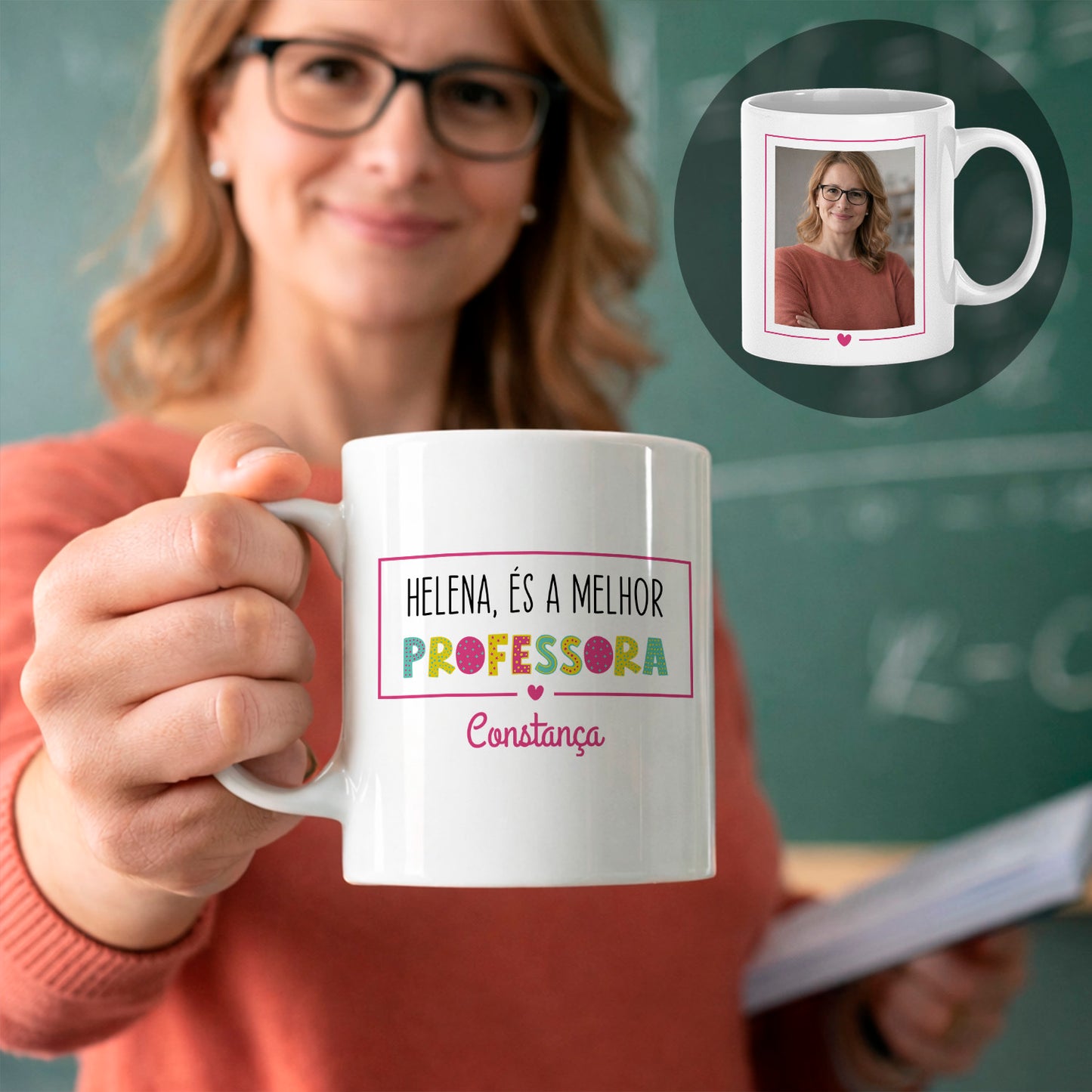 caneca professora personalizada com nome e fotografia