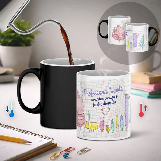 caneca mágica professora personalizada com nome