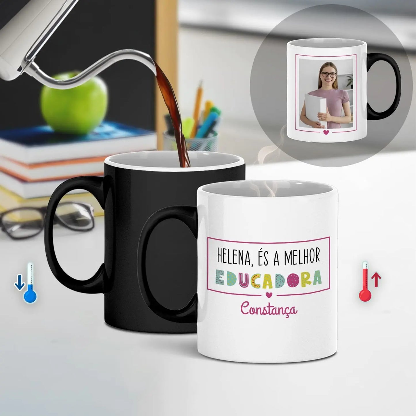 caneca mágica educadora personalizada com nome e fotografia