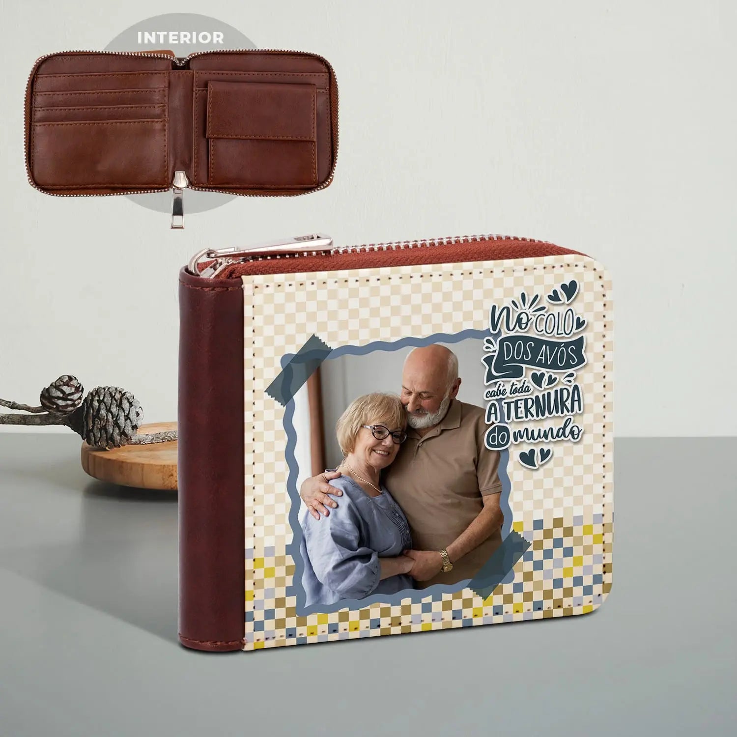 carteira personalizada para avós com fotografia