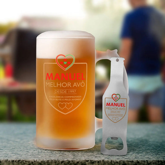 Caneca para Cerveja e/ou Abre-garrafas "Avô - excelência comprovada"
