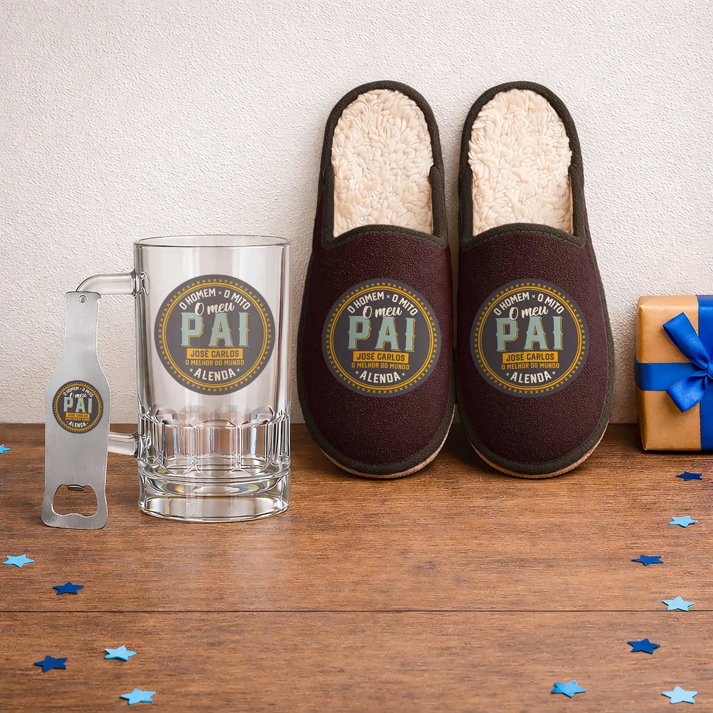 Conjunto Chinelos + Caneca para Cerveja + Abre-garrafas "A lenda"