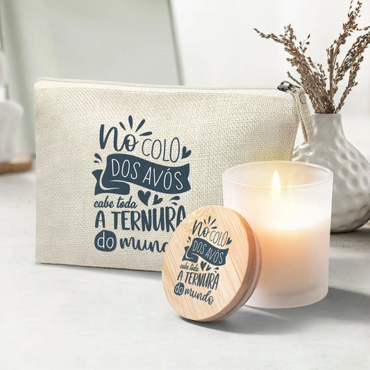 conjunto necessaire e vela personalizado para avós com mensagem especial
