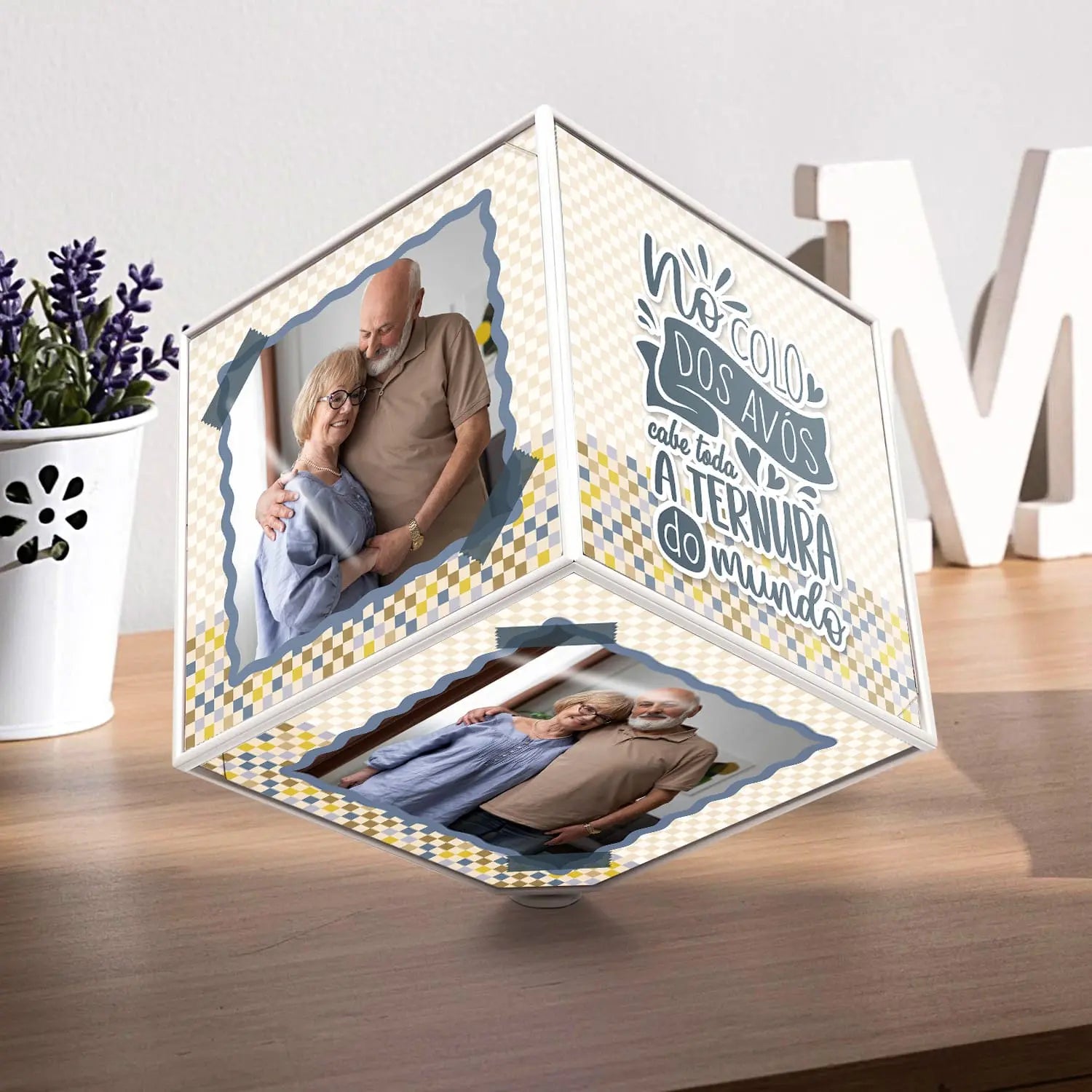 cubo giratório personalizado para avós com fotografia
